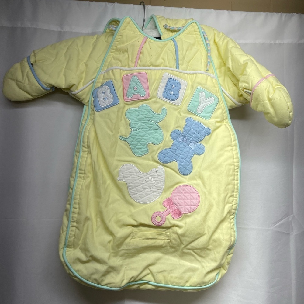 London Fog vintage Yellow Kids Pajama Sleep Sack with Pastel Details